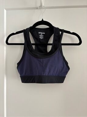 ALL ACCESS Black and Navy Racerback Sports Bra